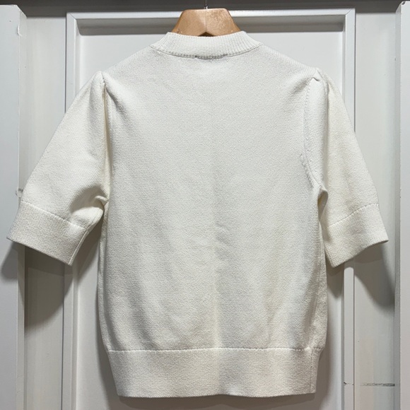 Ann Taylor Ivory White Crew Neck Puff Short Sleeve Sweater Size Medium - Picture 8 of 9